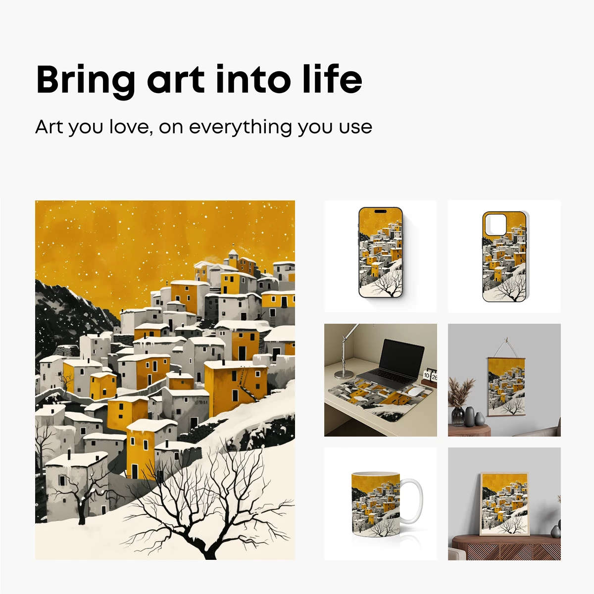 Golden Snow Village: Winter's Warm Embrace - Image 2