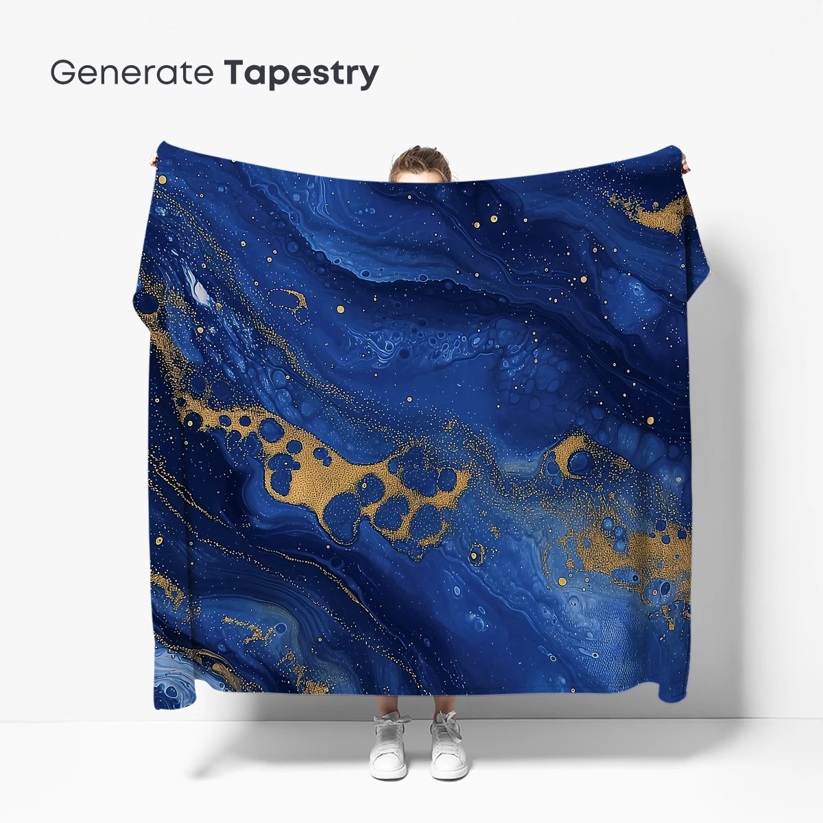 Blue Abyss with Golden Flecks: Abstract Fluid Art - Image 5