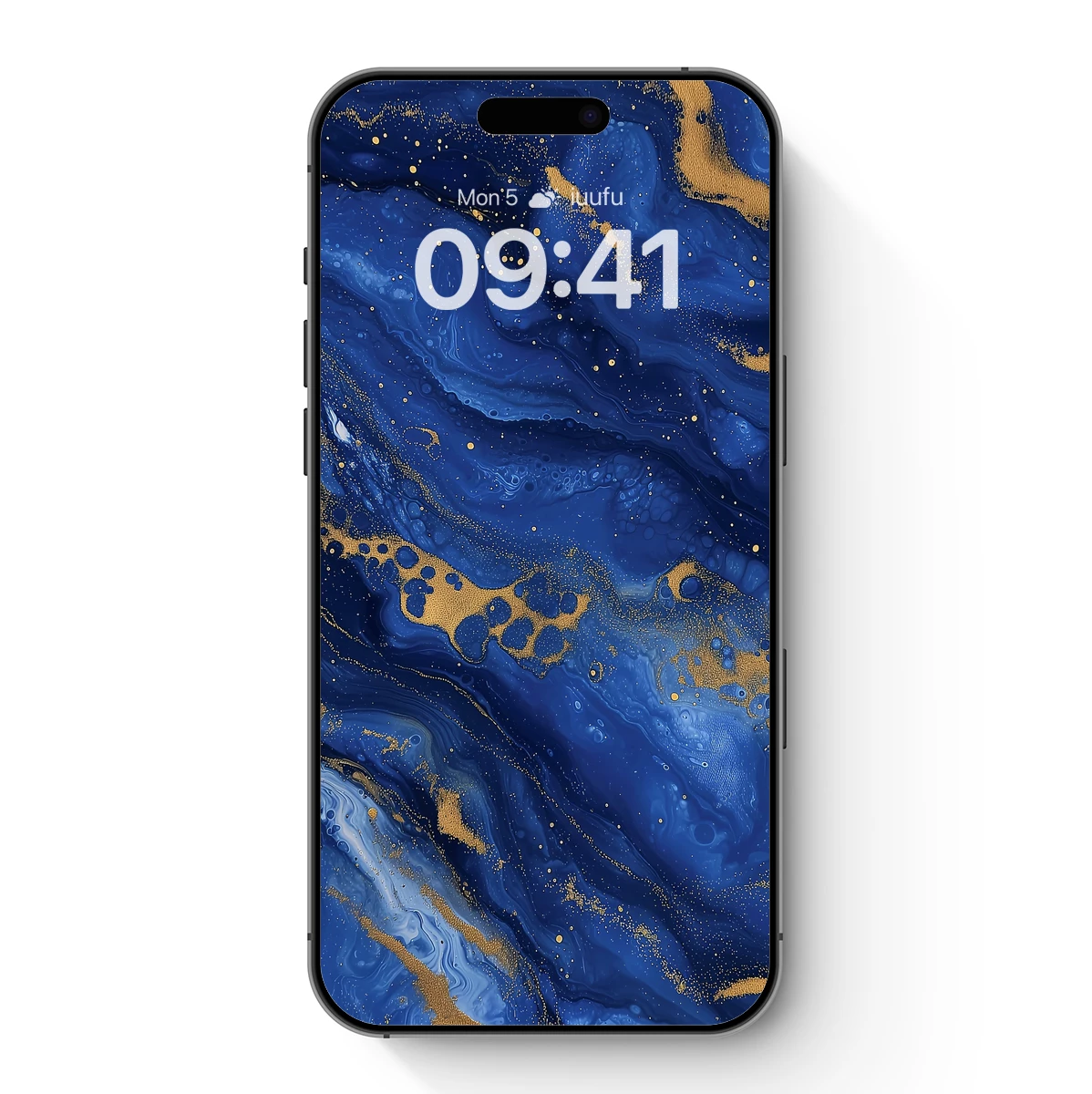 Blue Abyss with Golden Flecks: Abstract Fluid Art