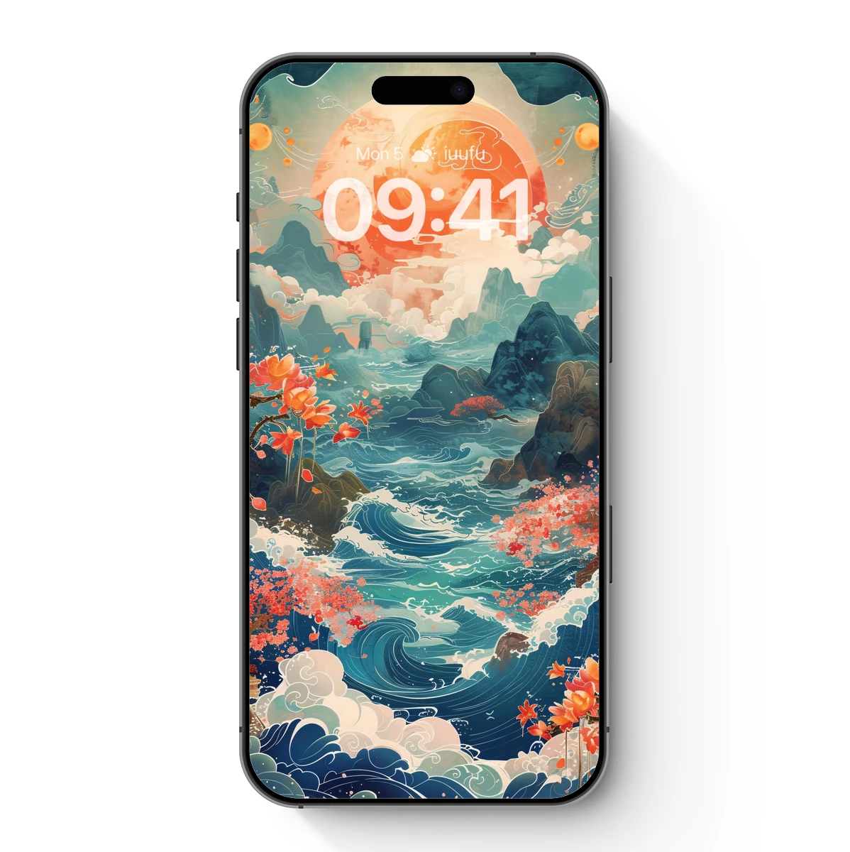 Autumnal Ocean Odyssey: Hokusai-Inspired Waves & Blossoms