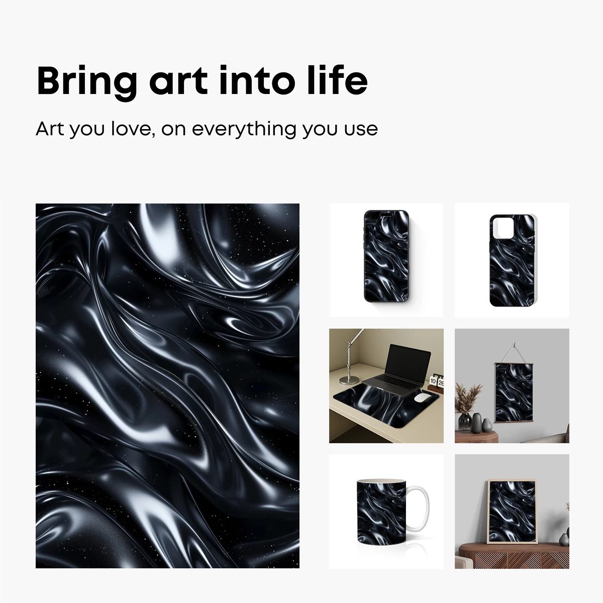 Ethereal Black Silk Waves - Image 2