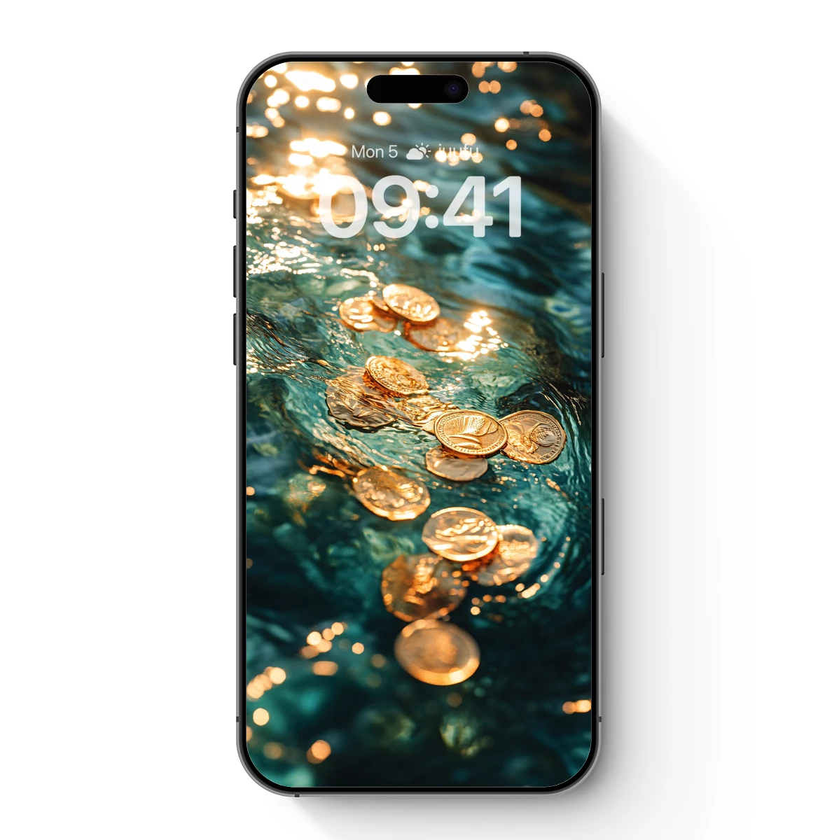 Golden Coins Ripple in Turquoise Waters