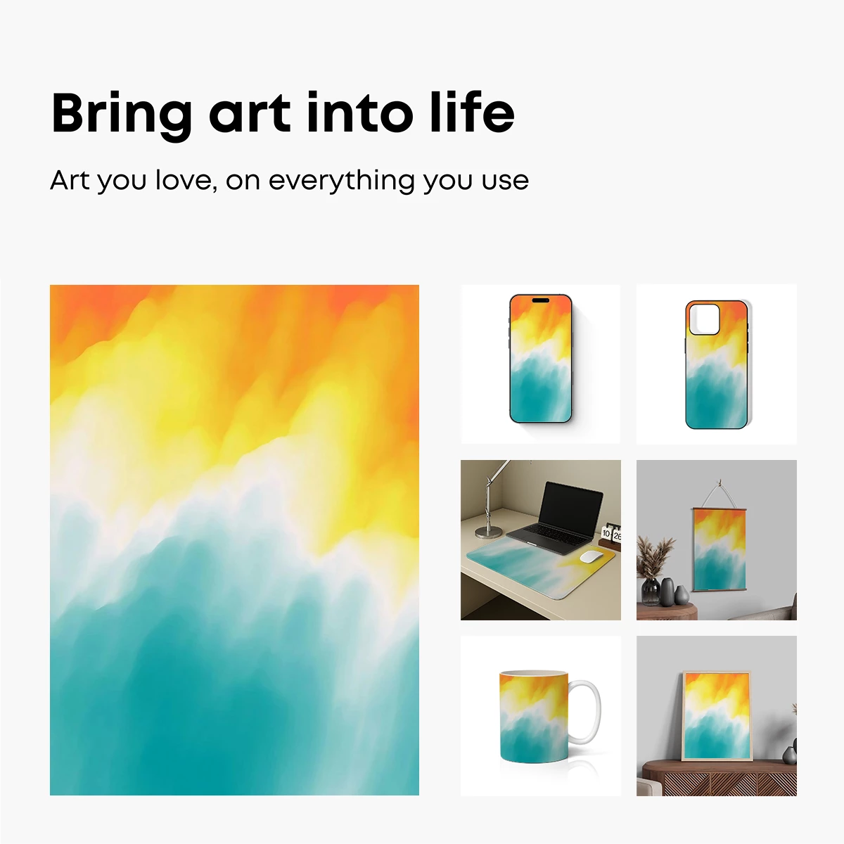 Abstract Sunset Waves: Fusion of Warm and Cool Tones