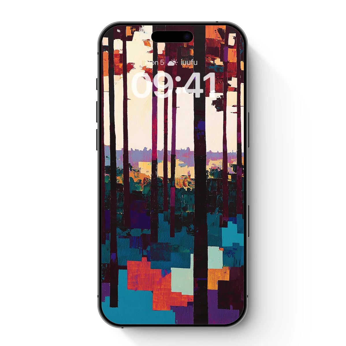 Abstract Forest Symphony: Colorful Canopy Layers