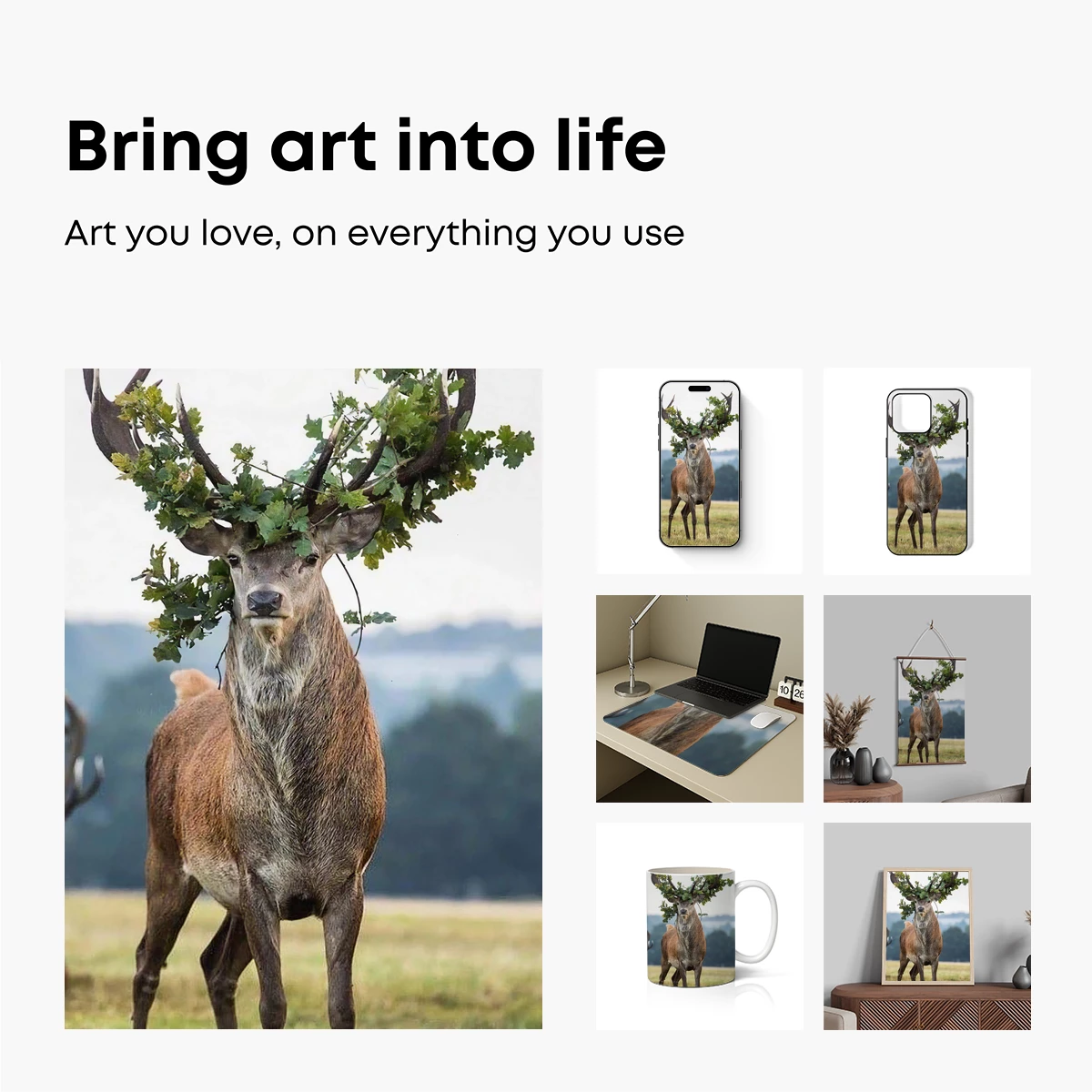 Deer with Crown of Leaves: Nature's Artistry - Image 2