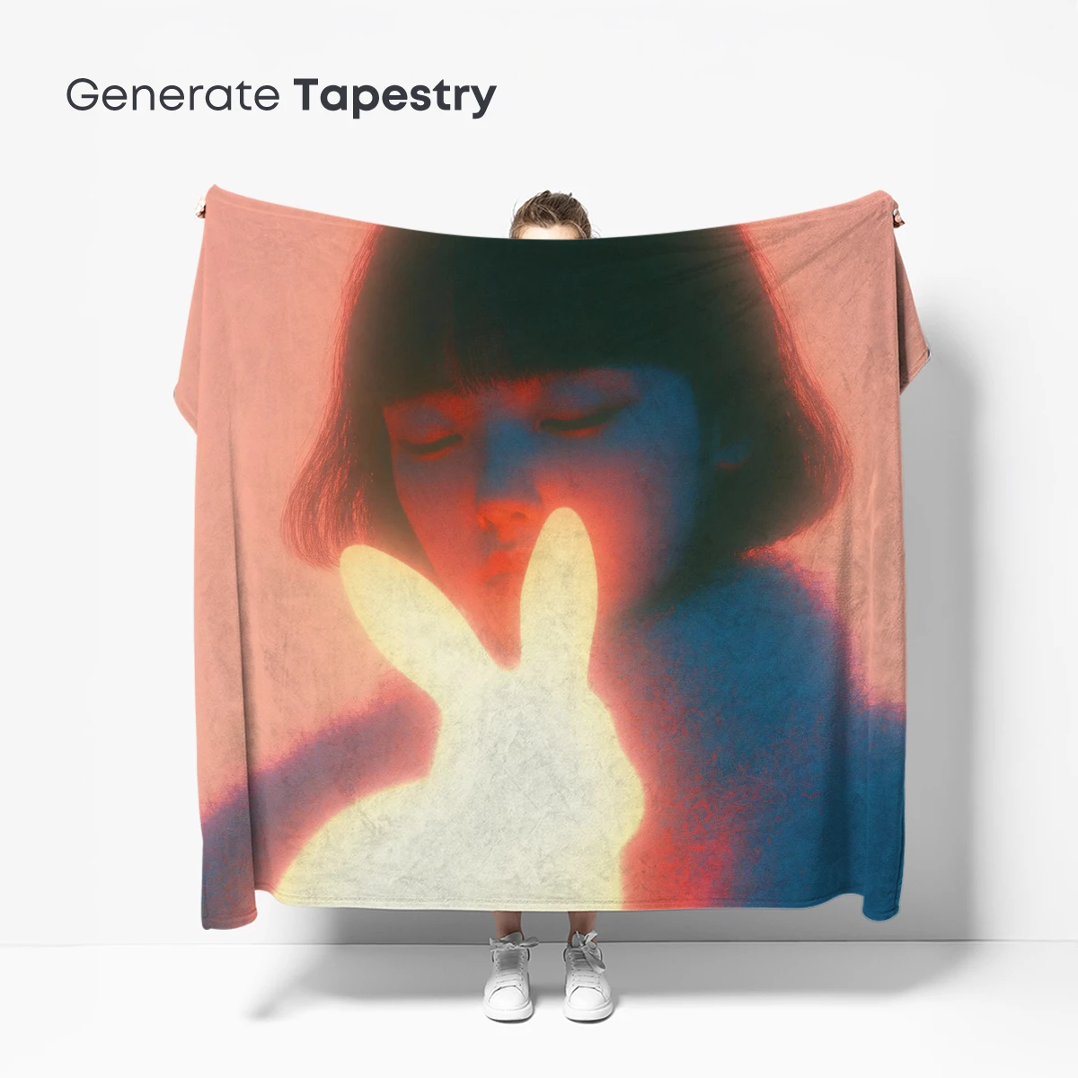 Glowing Rabbit Embrace: Ethereal Neon Portrait - Image 5