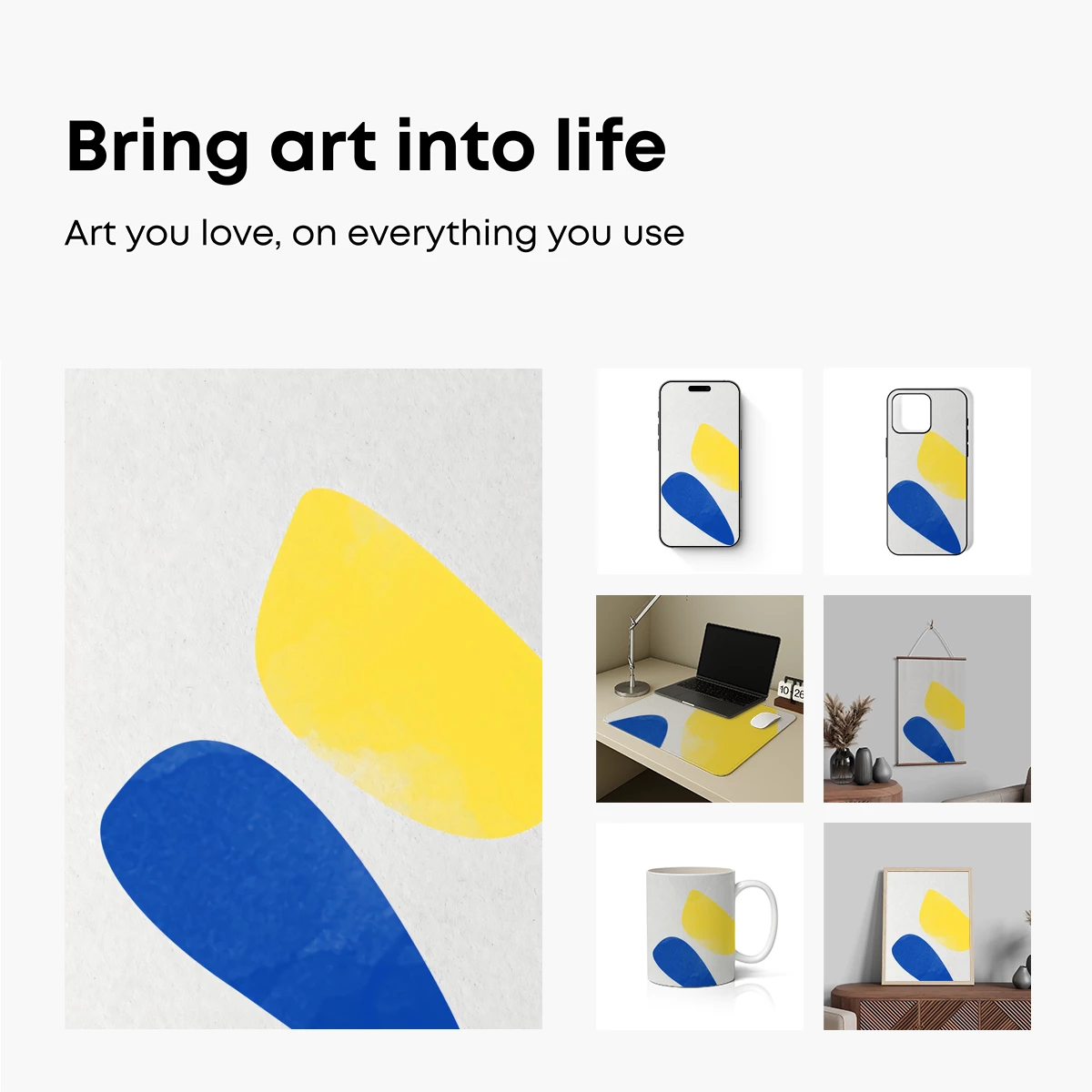 Abstract Duo: Blue and Yellow Ellipses - Image 2