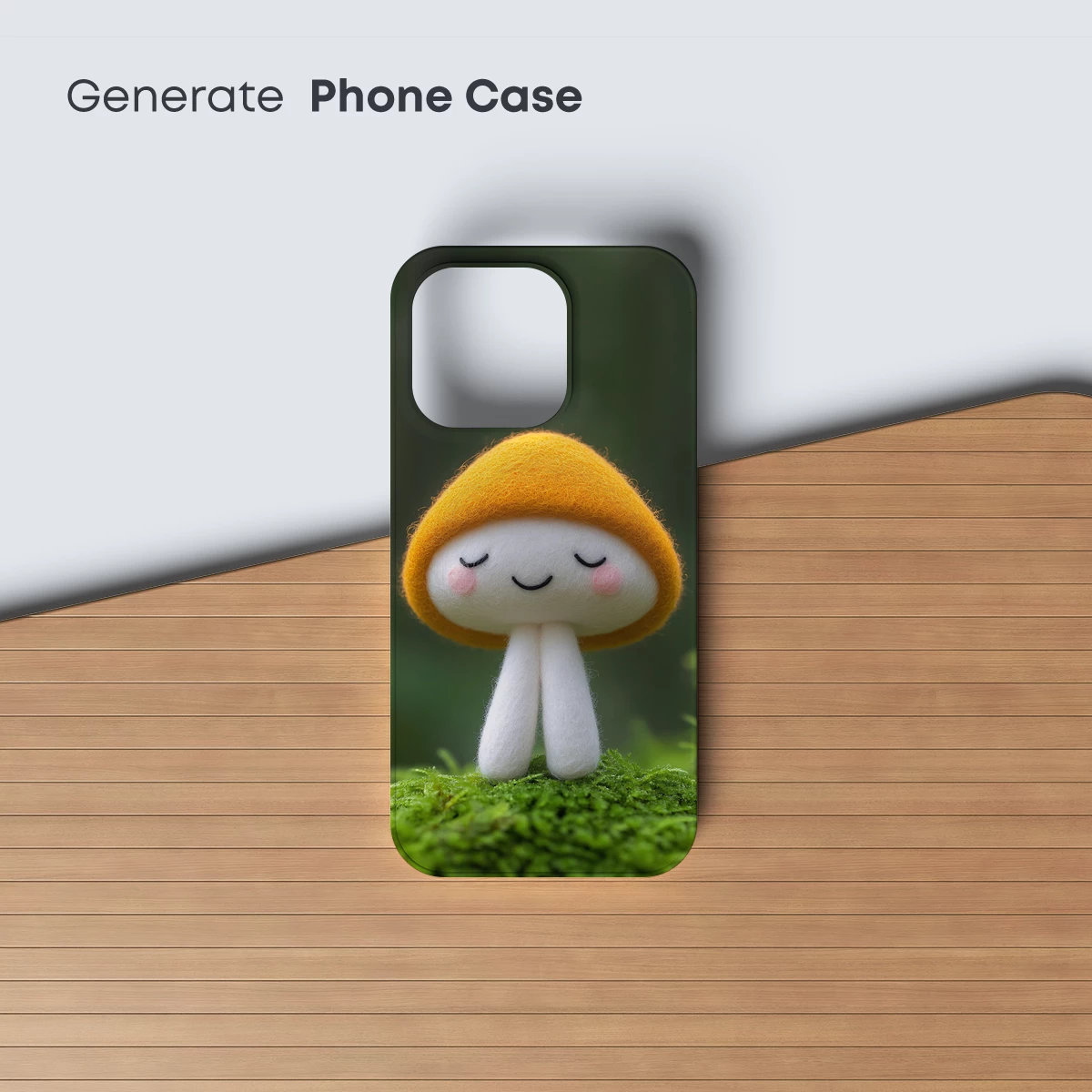 Charming Felt Mushroom with Whimsical Smile - Image 3