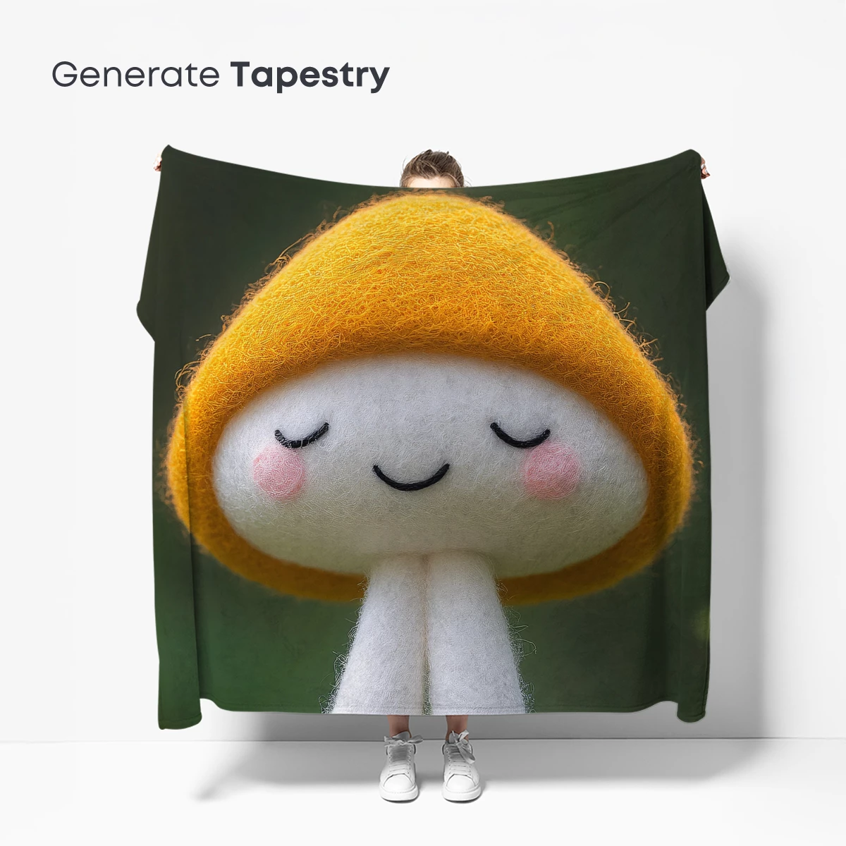Charming Felt Mushroom with Whimsical Smile - Image 5
