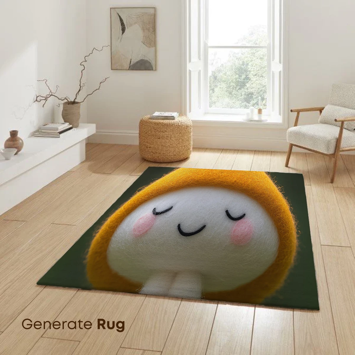 Charming Felt Mushroom with Whimsical Smile - Image 6