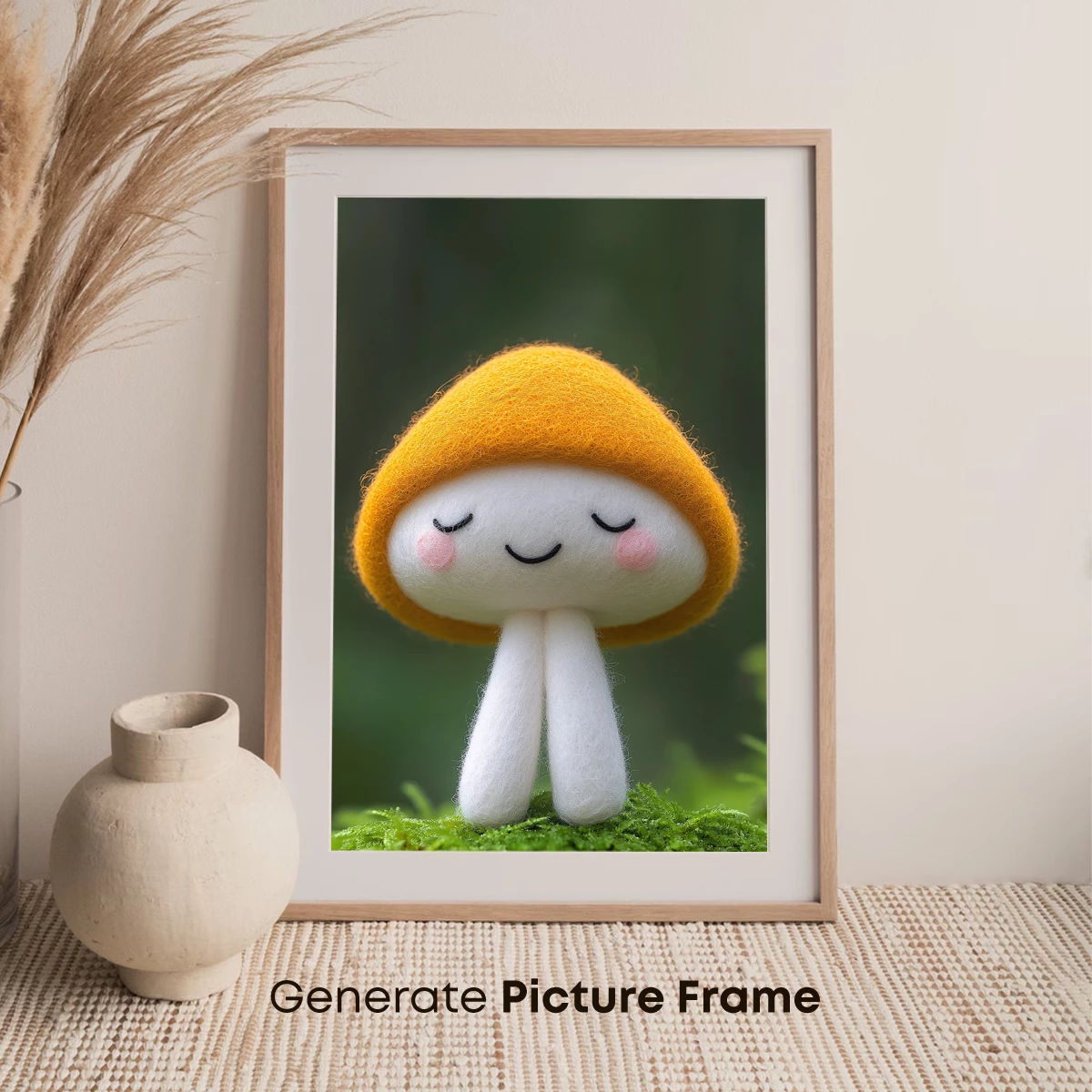 Charming Felt Mushroom with Whimsical Smile - Image 7