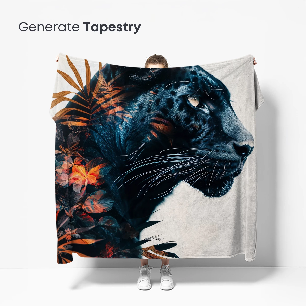 Jaguar in Floral Fusion: Artistic Wildlife Portrait - Image 5