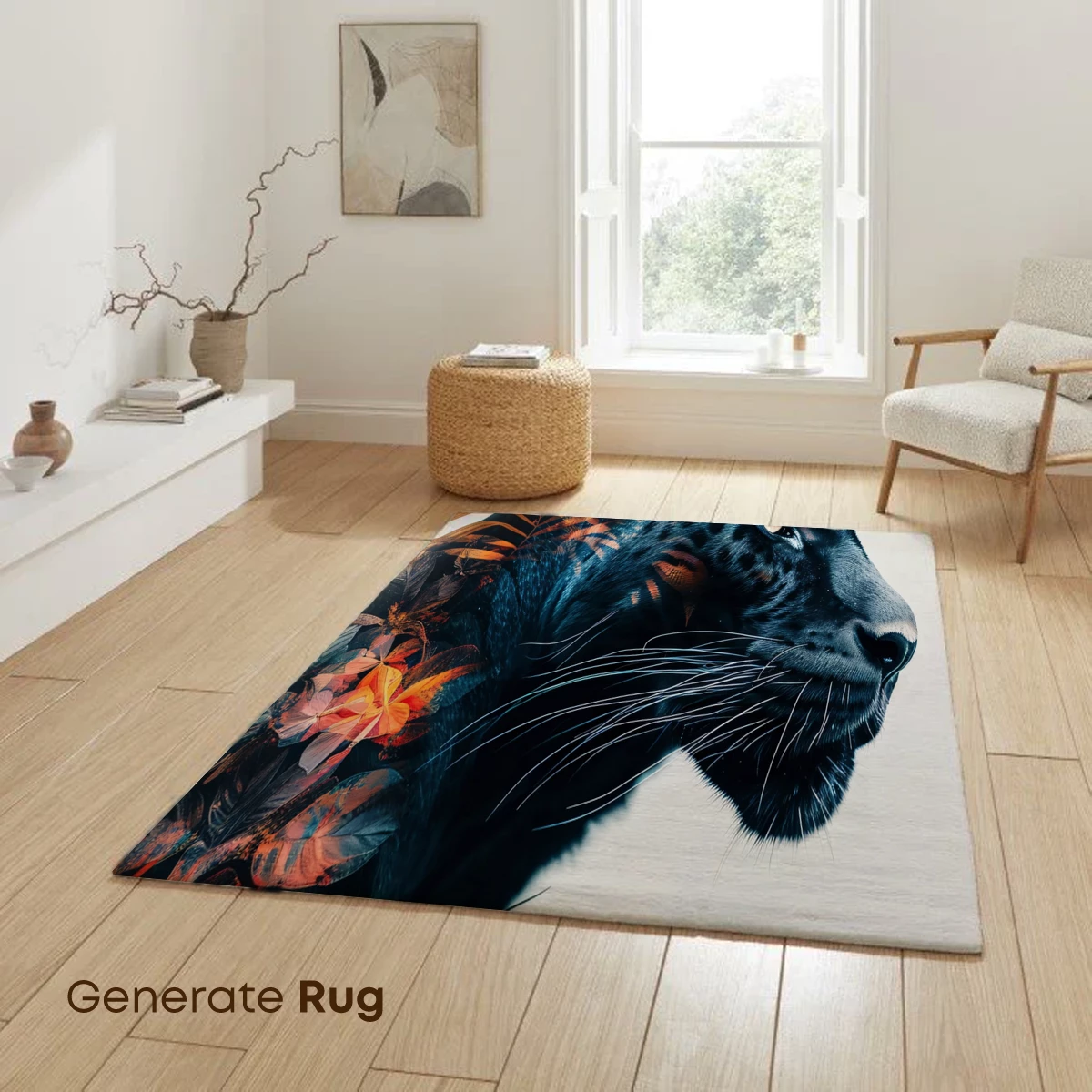 Jaguar in Floral Fusion: Artistic Wildlife Portrait - Image 6