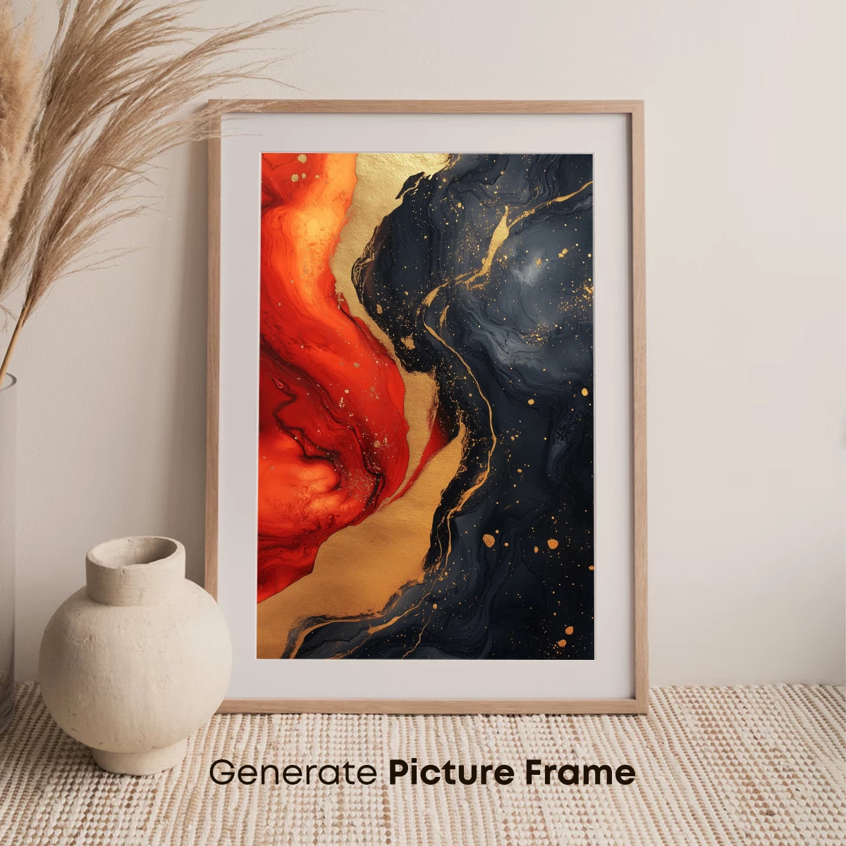 Eternal Flame: Abstract Fusion of Gold and Crimson - Image 7