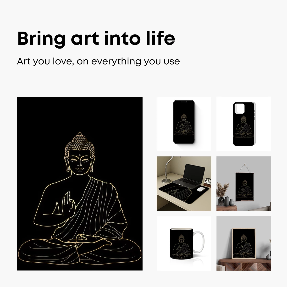 Golden Buddha Line Art: Serene Meditation - Image 2