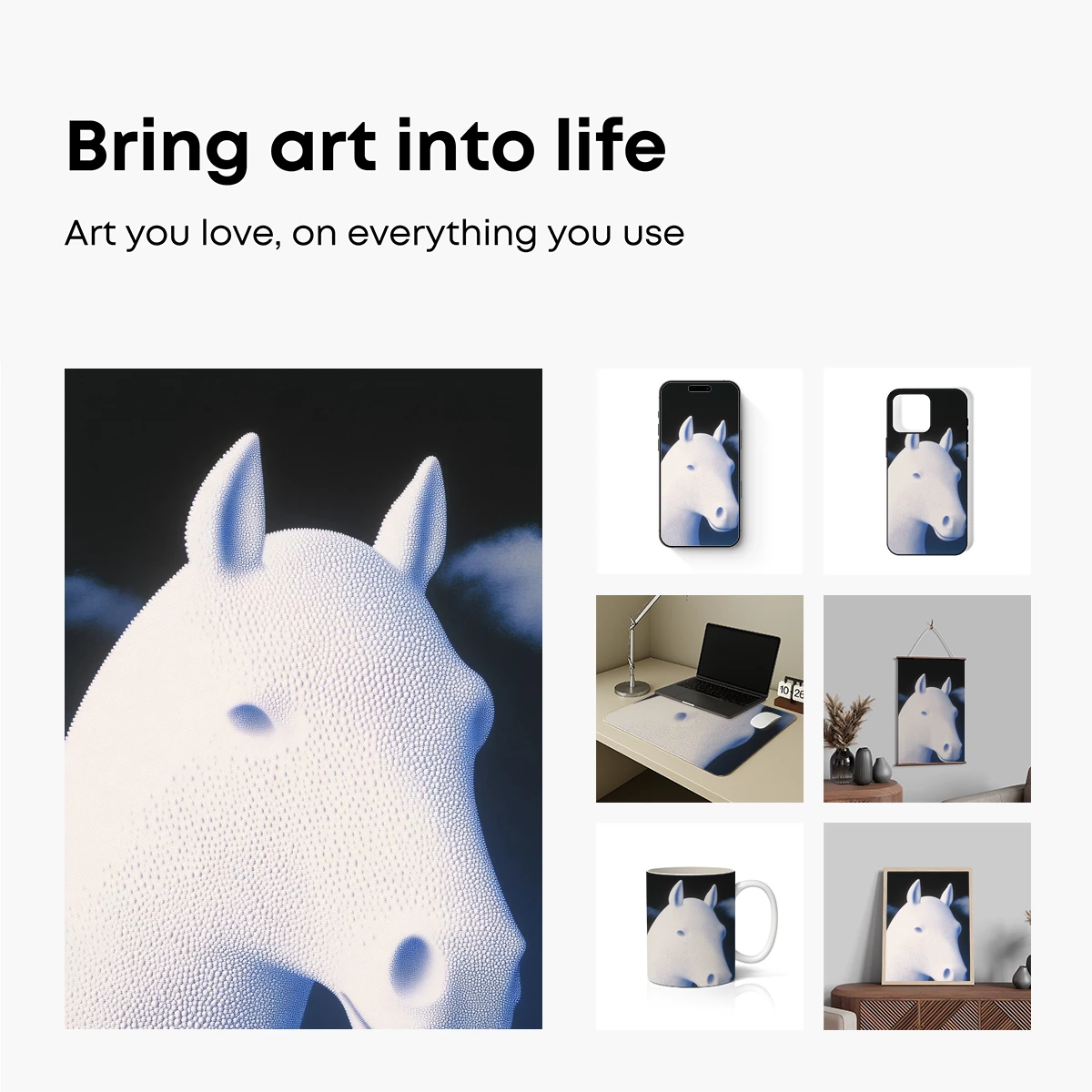Dot Matrix Horse: Futuristic Elegance in Monochrome - Image 2