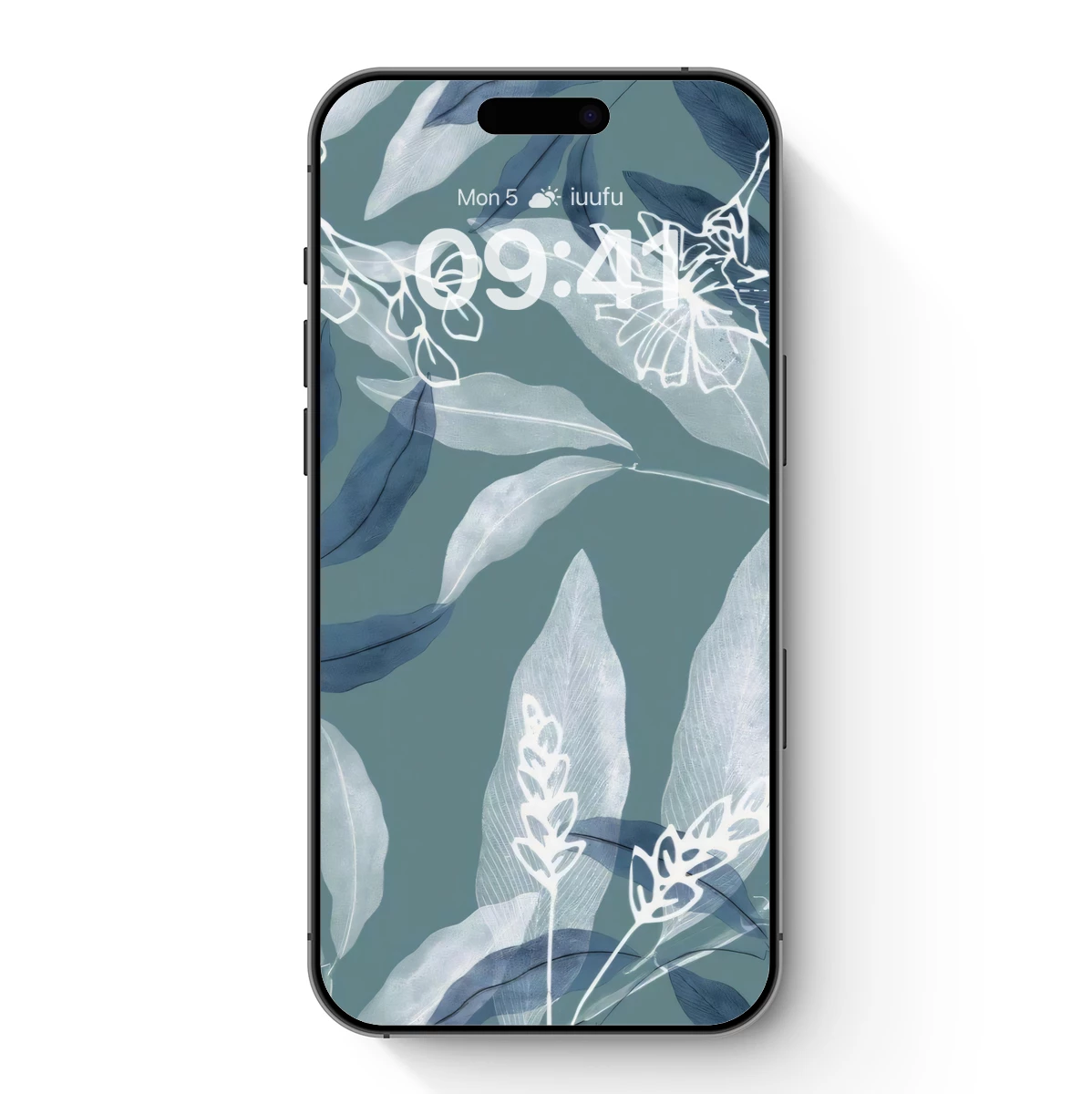 Ethereal Leaf Silhouettes in Teal Harmony