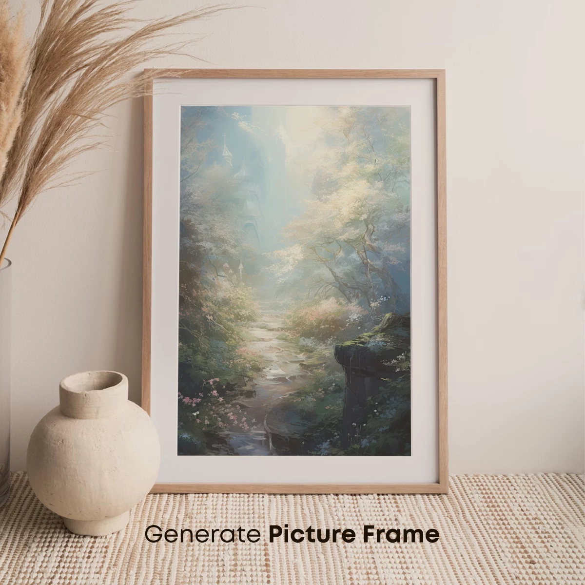 Enchanted Forest Stream: Mystical Castle Glow - Image 7