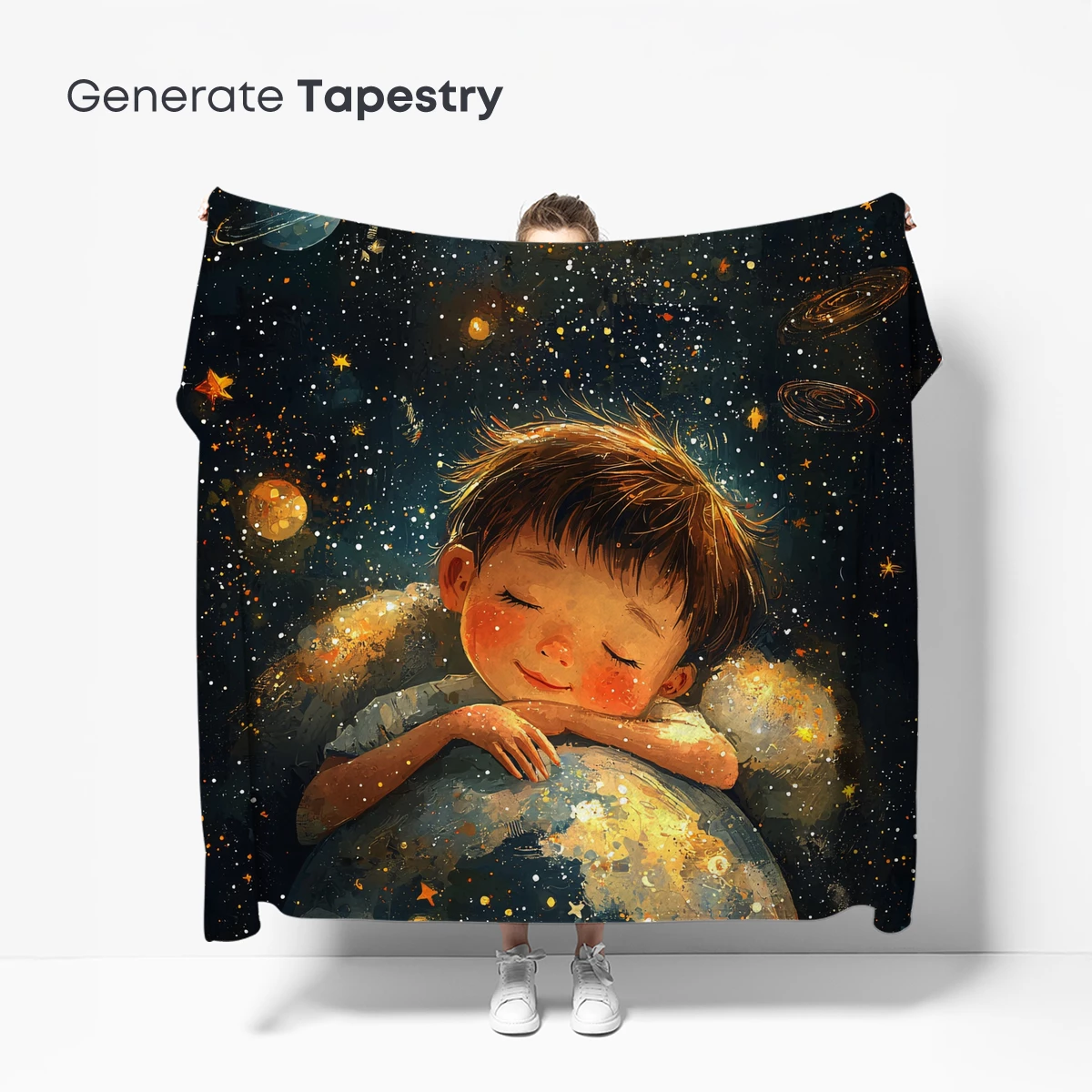 Dreaming Among Stars: Child Embracing Cosmic Sphere - Image 5