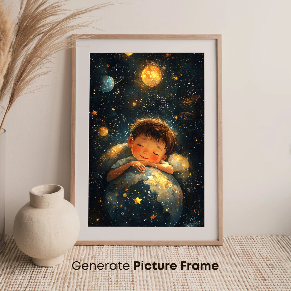 Dreaming Among Stars: Child Embracing Cosmic Sphere - Image 7