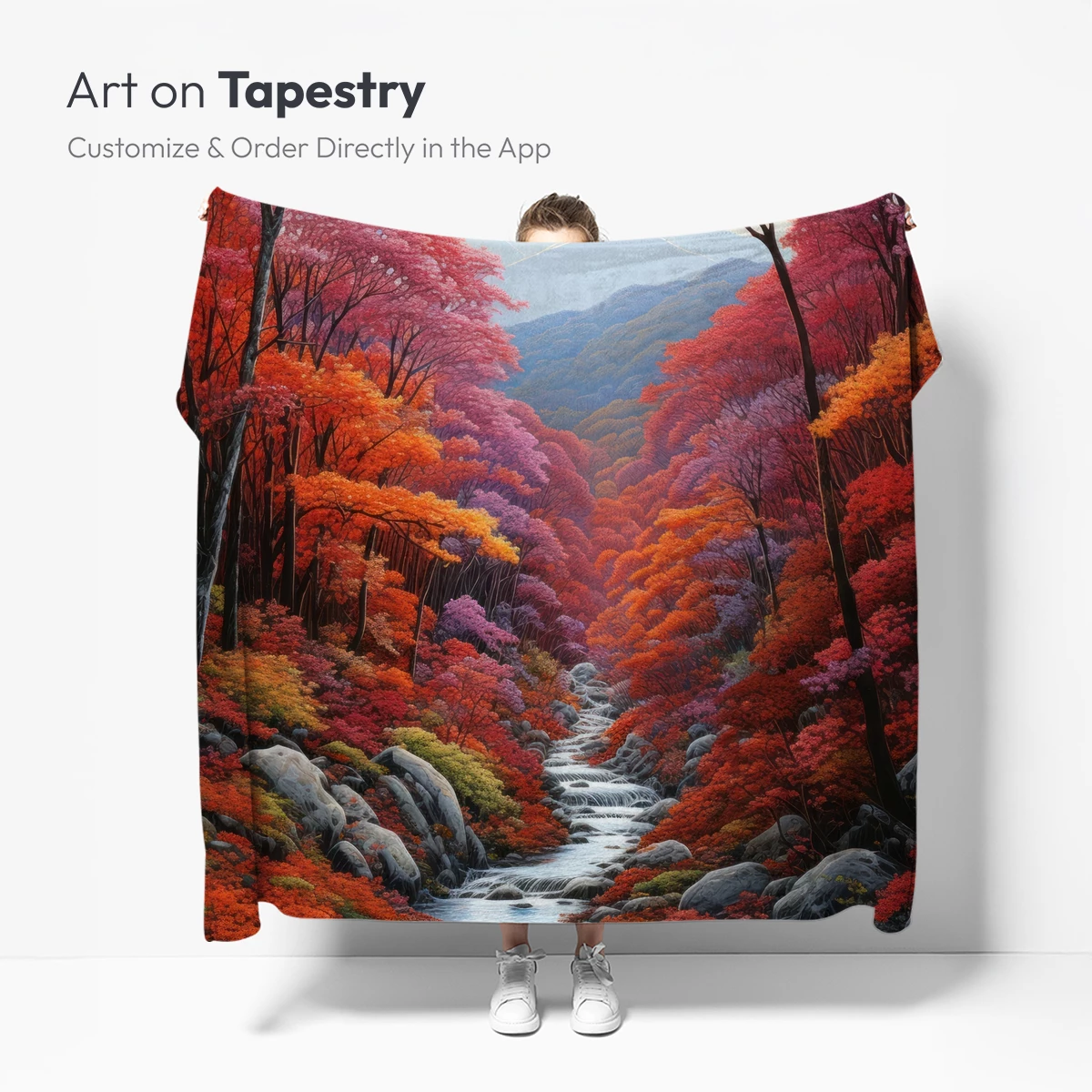 Autumn Symphony: Cascading Creek in Vibrant Fall Foliage - Image 4