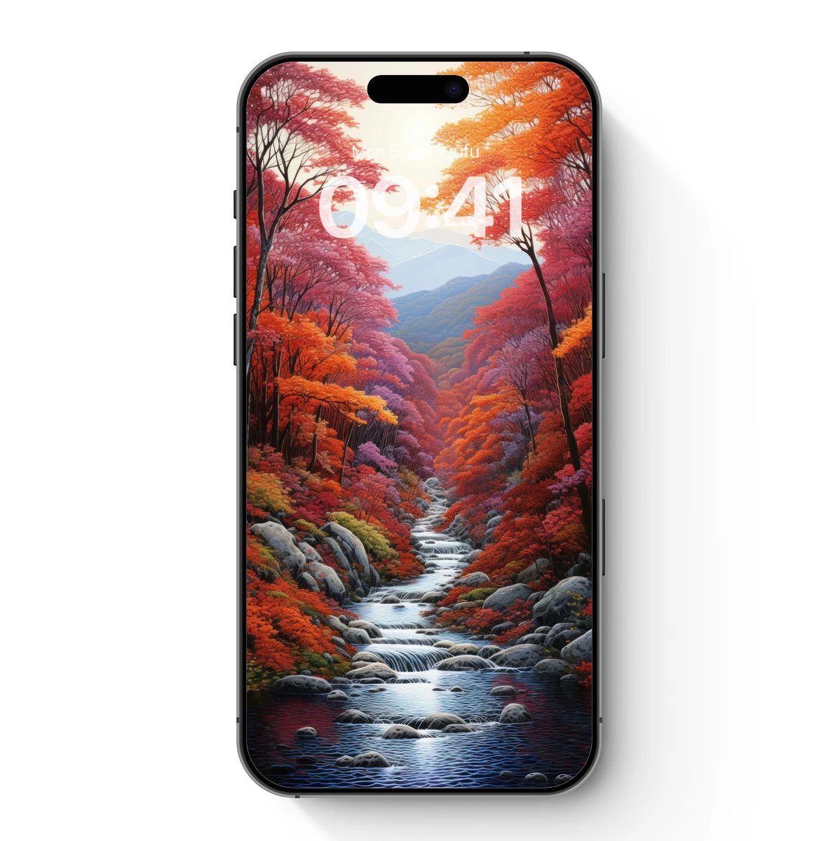 Autumn Symphony: Cascading Creek in Vivid Reds