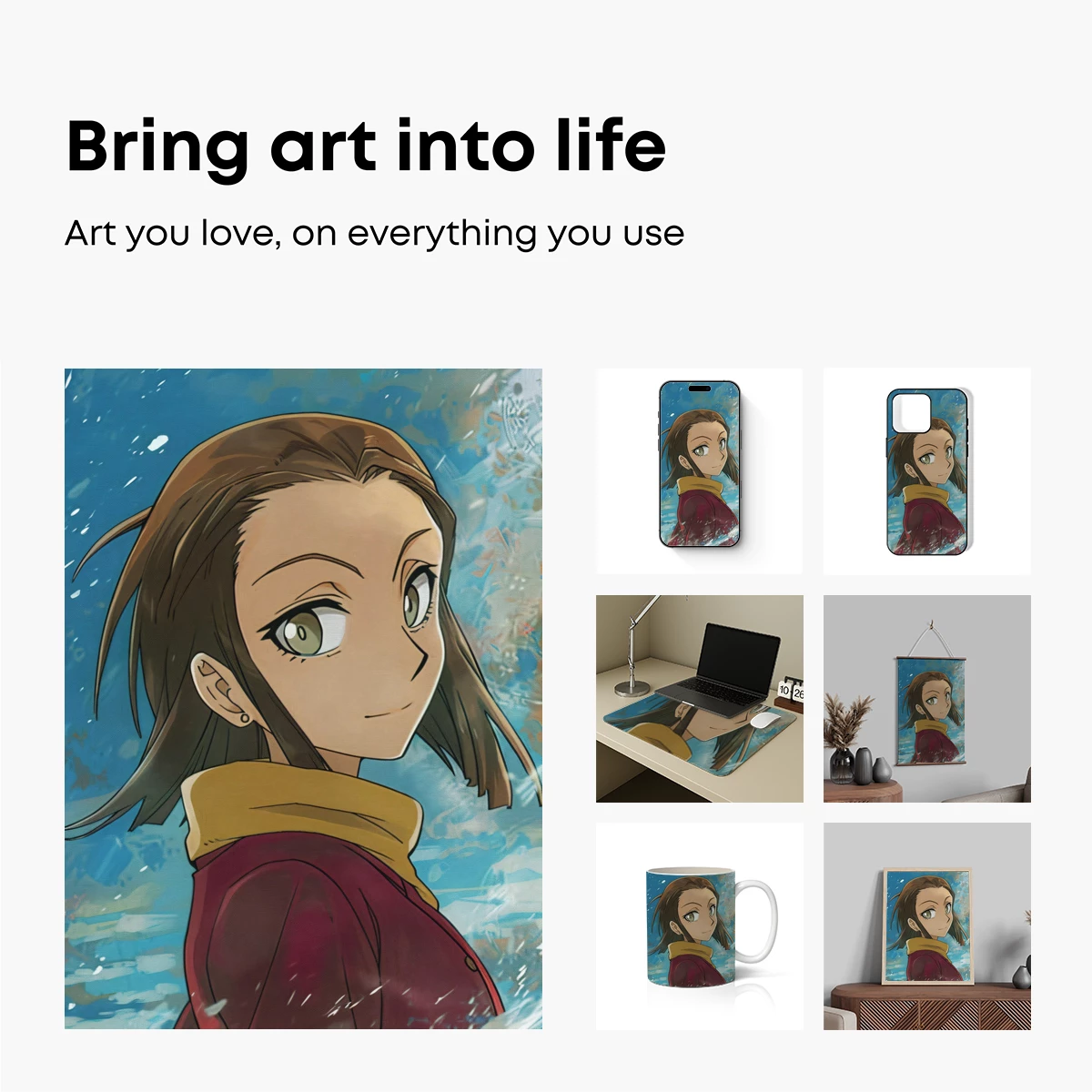 Anime Spirit: Vibrant Wind-Blown Portrait - Image 2