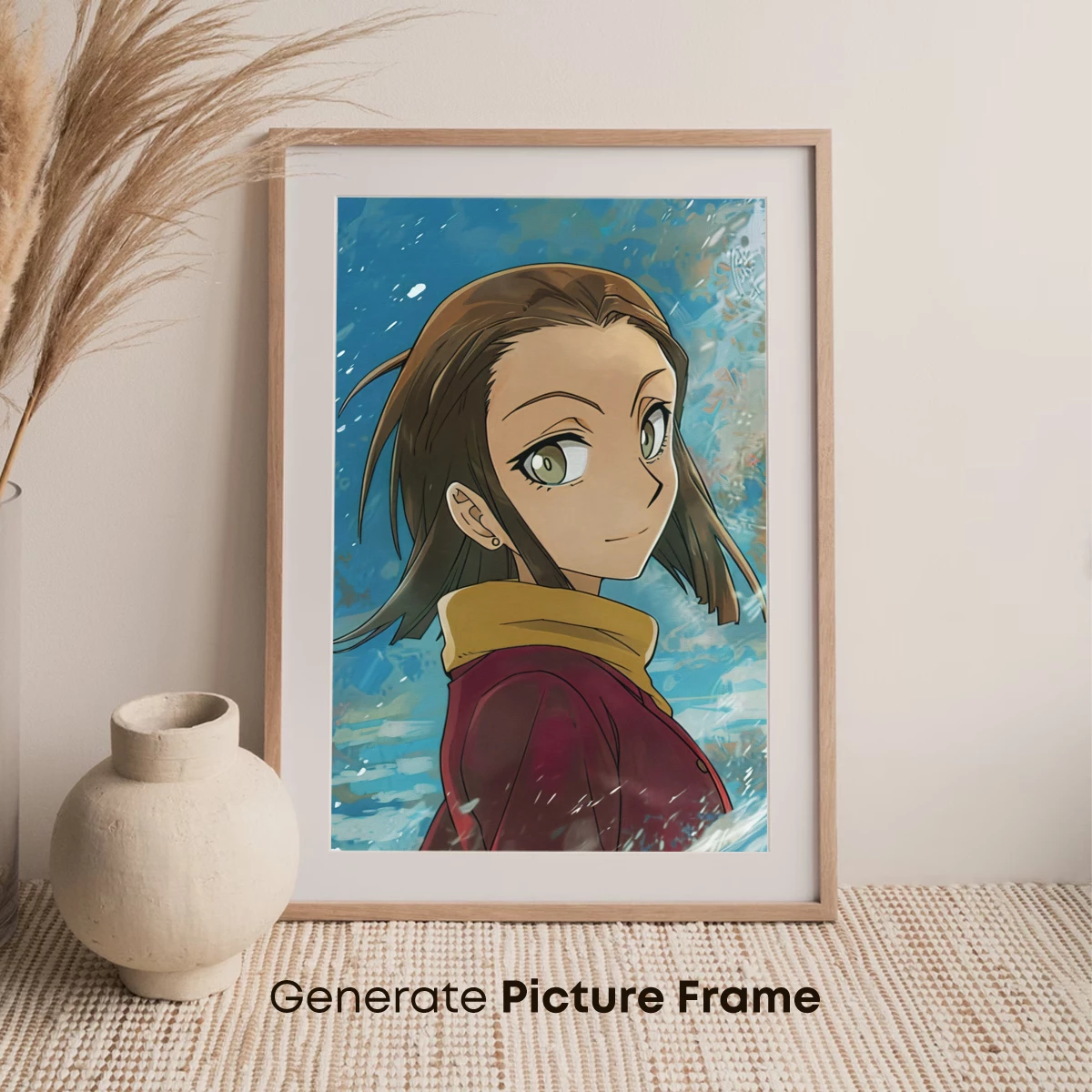 Anime Spirit: Vibrant Wind-Blown Portrait - Image 7