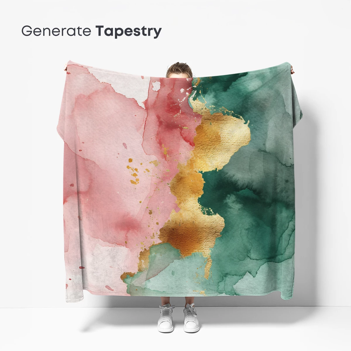 Abstract Watercolor Fusion: Blush and Teal Harmony - Image 5