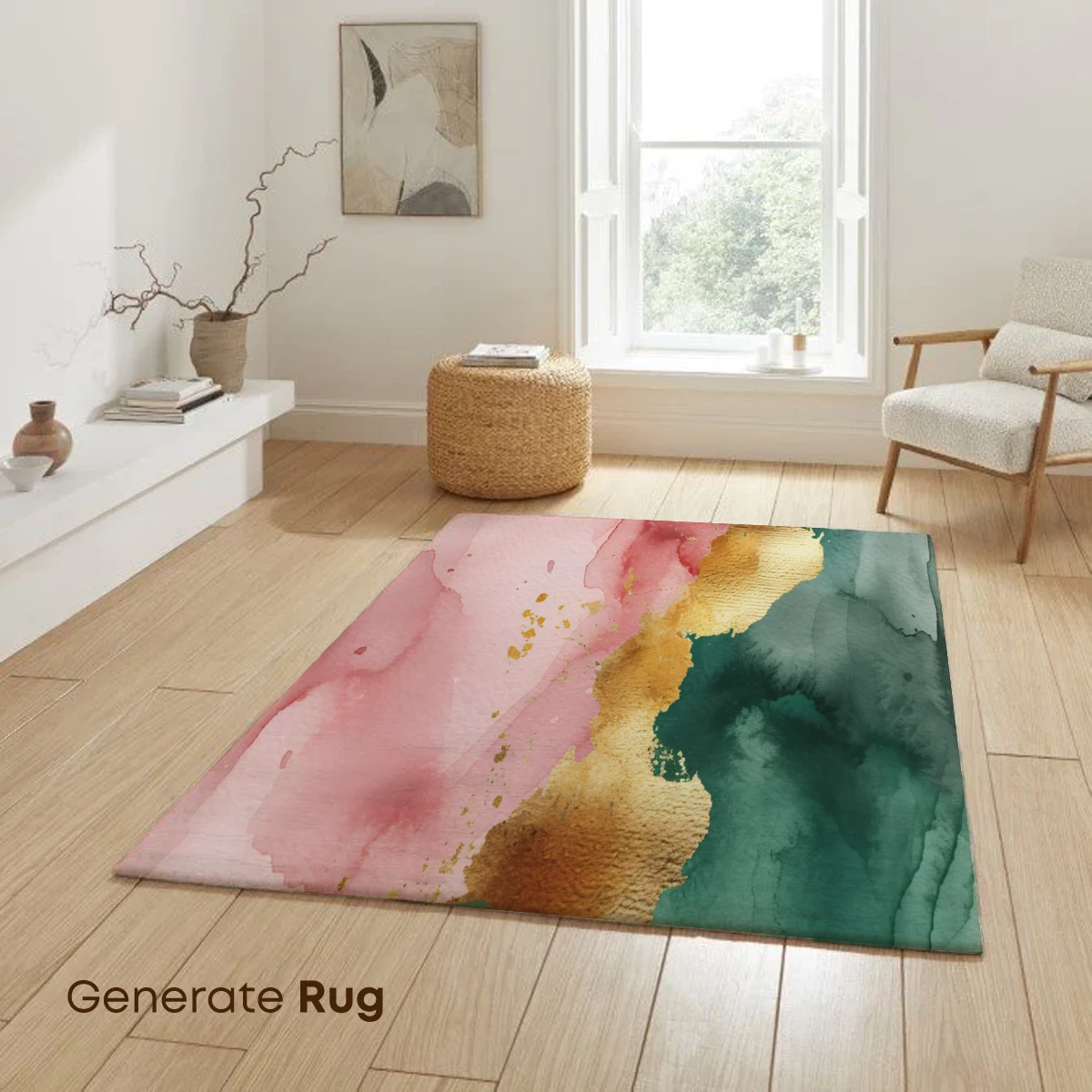 Abstract Watercolor Fusion: Blush and Teal Harmony - Image 6