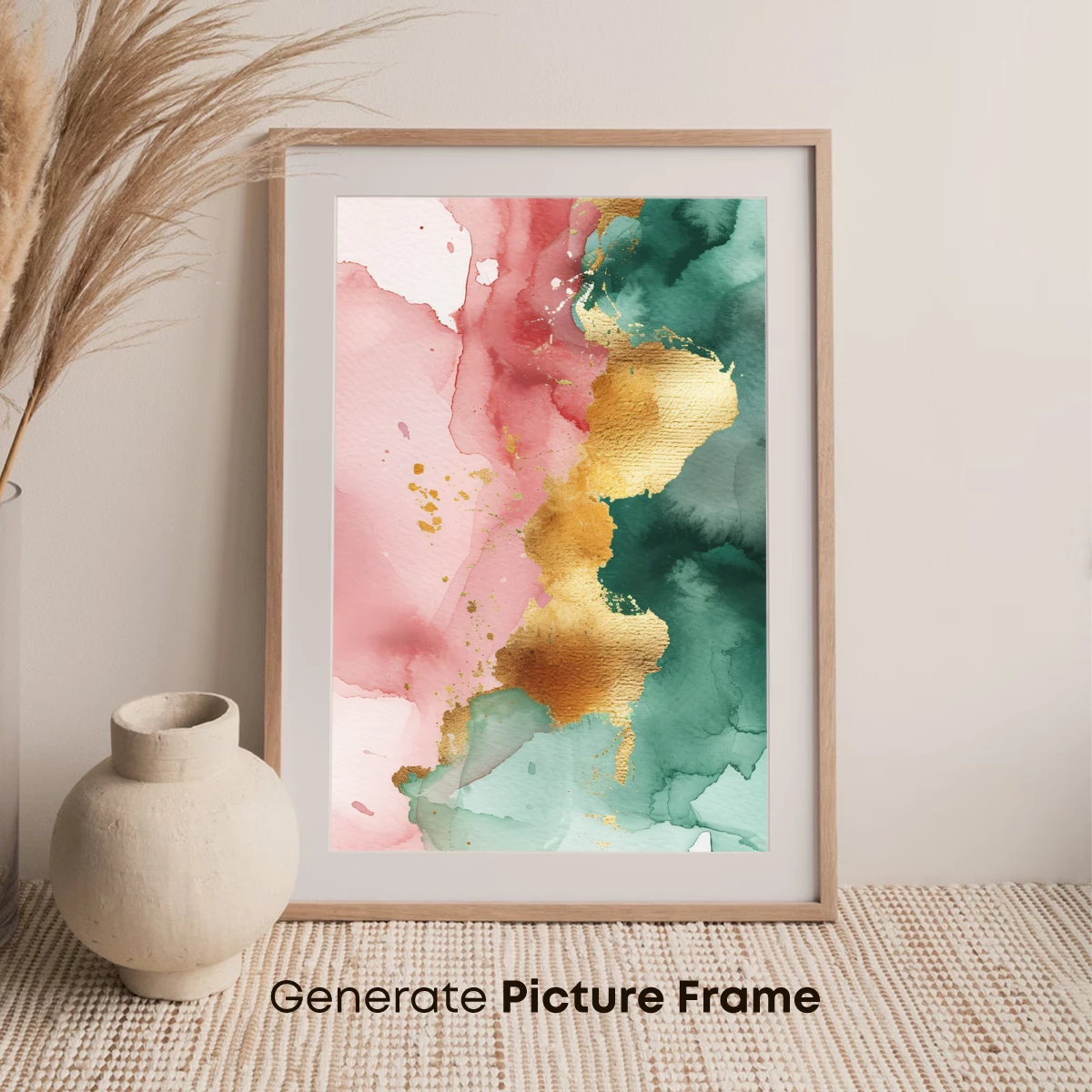 Abstract Watercolor Fusion: Blush and Teal Harmony - Image 7