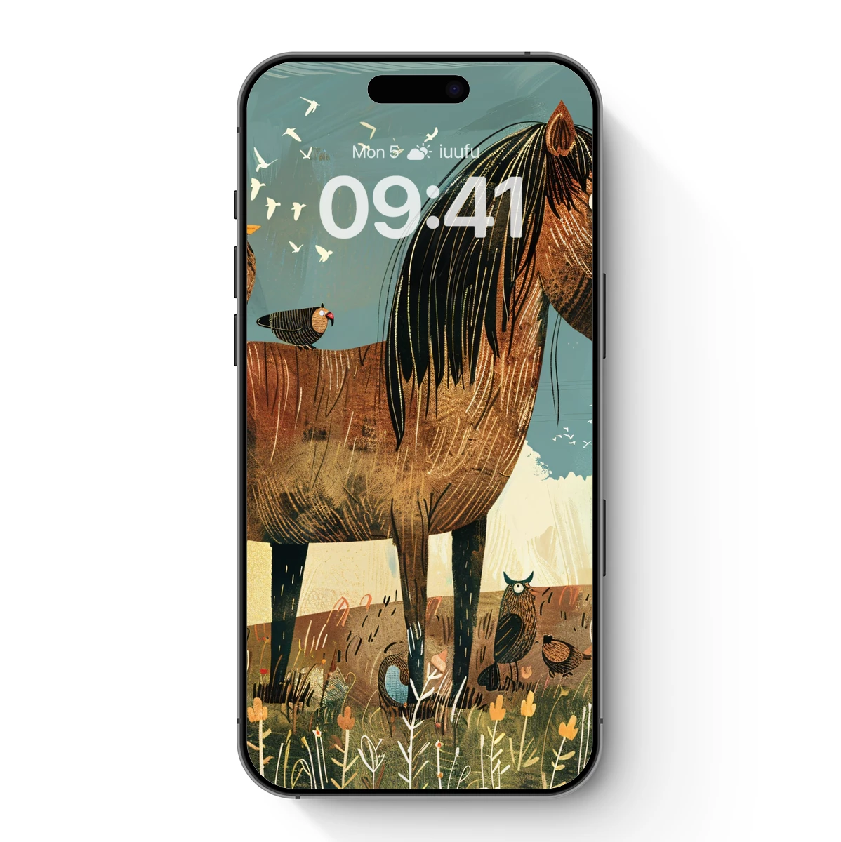 Harmony of Nature: Horse and Birds in a Whimsical Landscape