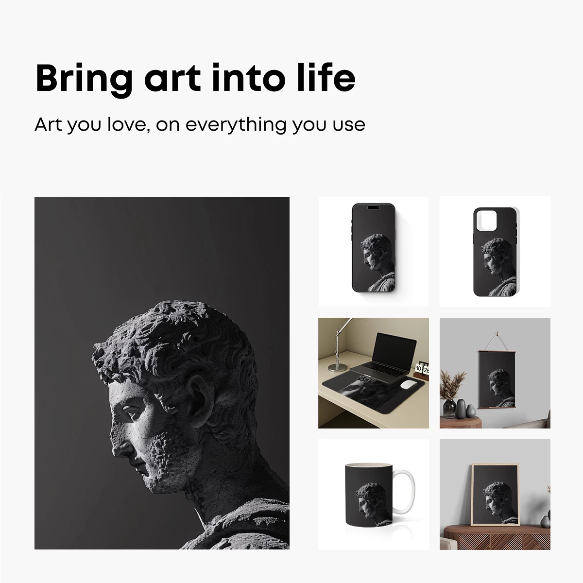 Classical Elegance: Sculpted Profile in Shadow - Image 2