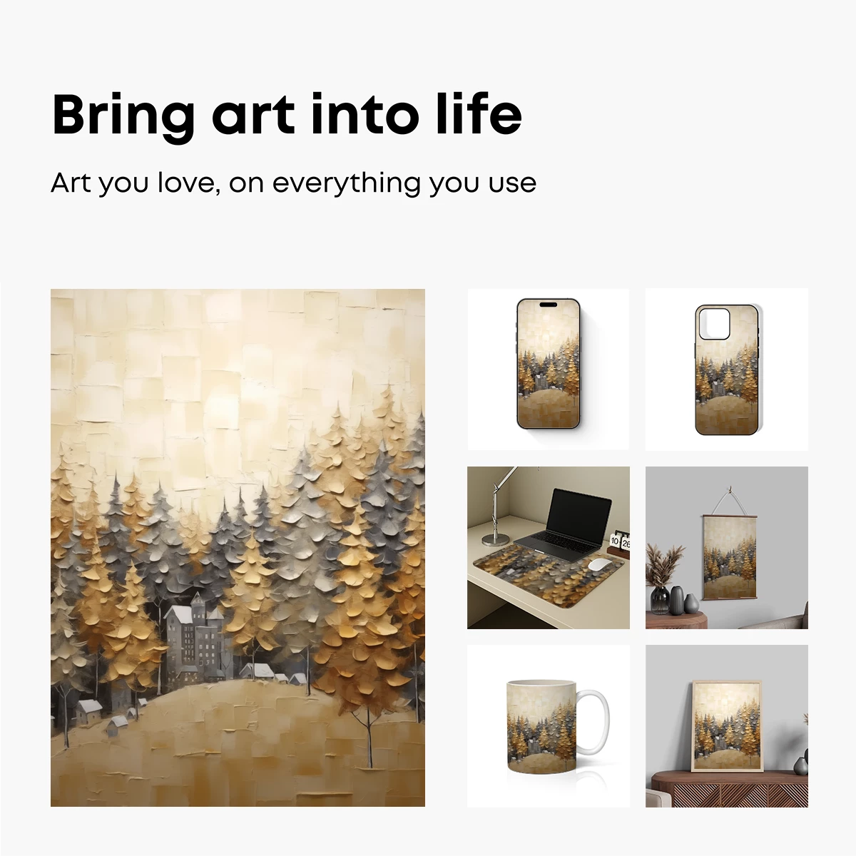 Autumnal Forest Whisper: Textured Landscape Art - Image 2