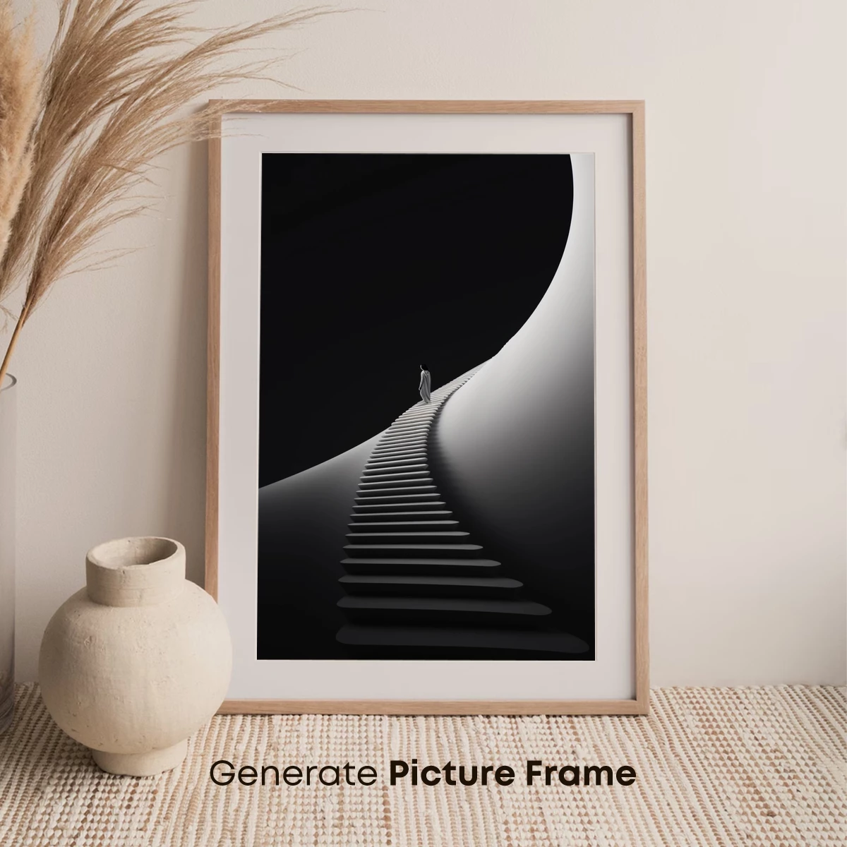 Eternal Ascent: Solitary Figure on Stairway to Darkness - Image 7