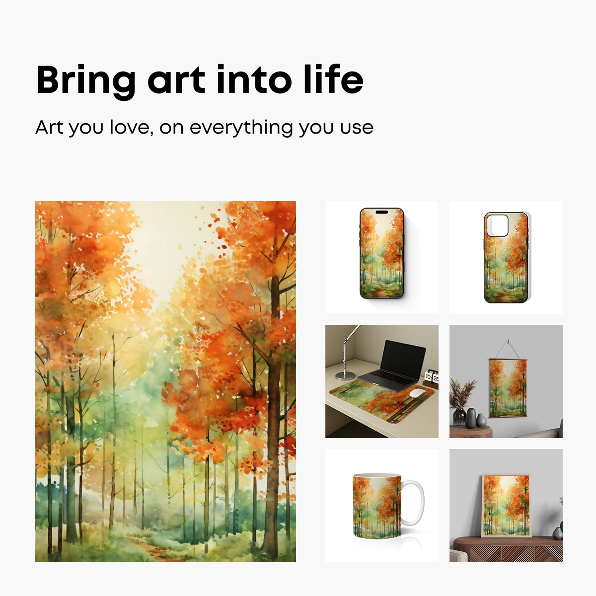 Autumnal Forest Path: Watercolor Harmony - Image 2