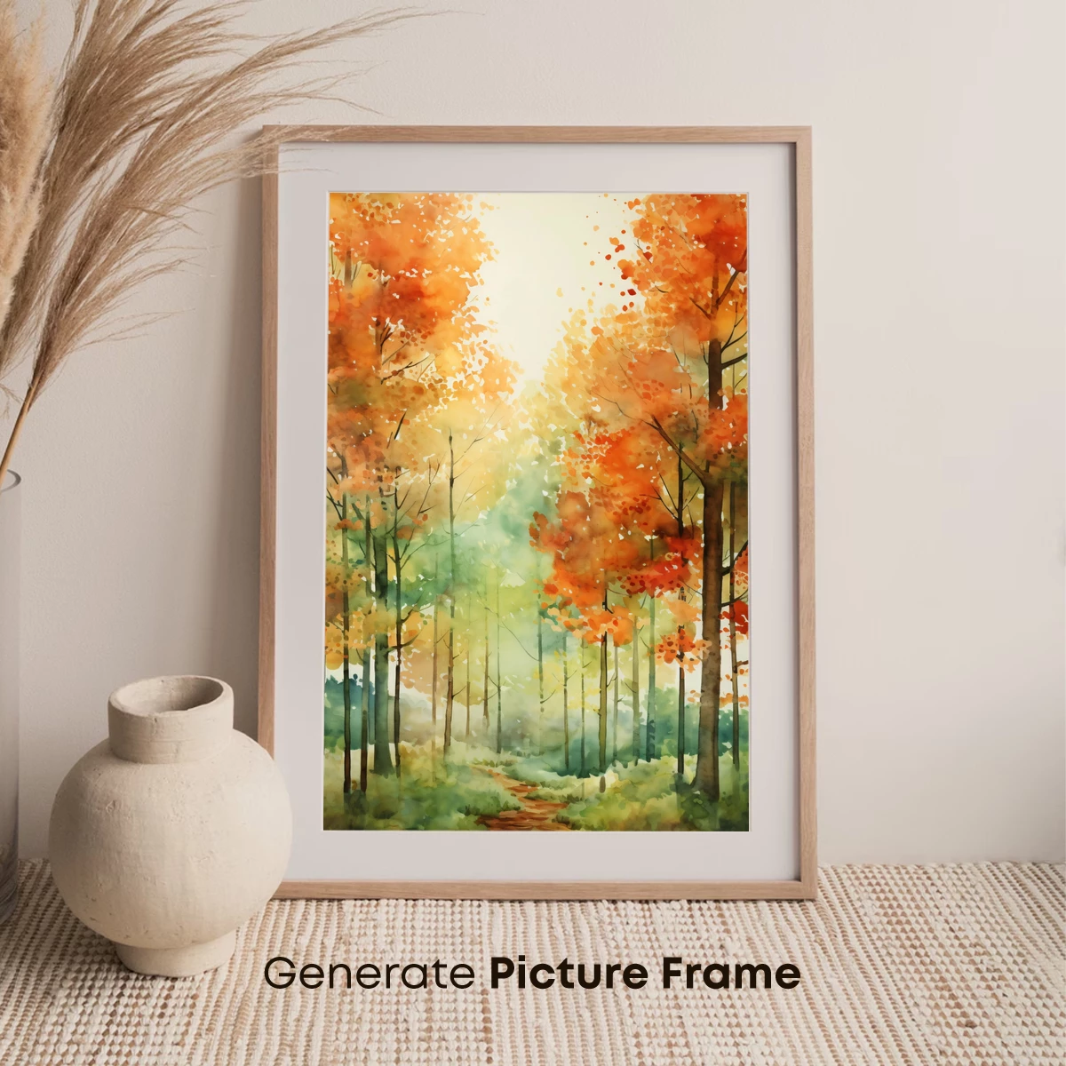 Autumnal Forest Path: Watercolor Harmony - Image 7