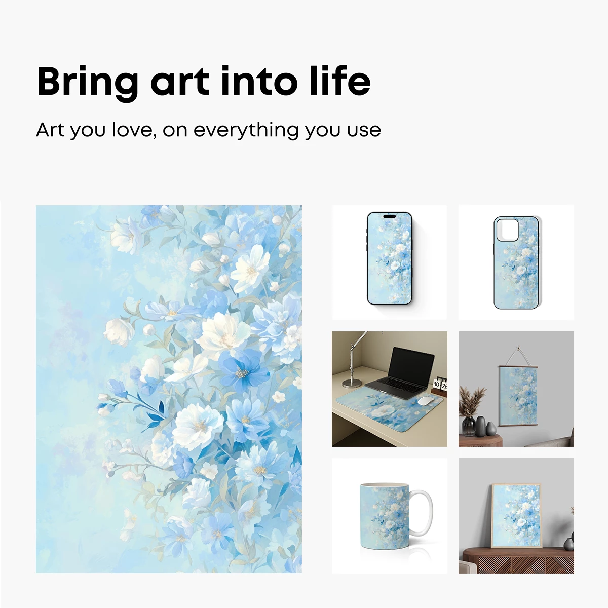 Ethereal Blue Blossoms: A Painterly Floral Symphony - Image 2