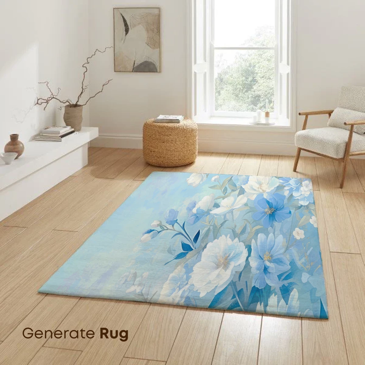 Ethereal Blue Blossoms: A Painterly Floral Symphony - Image 6