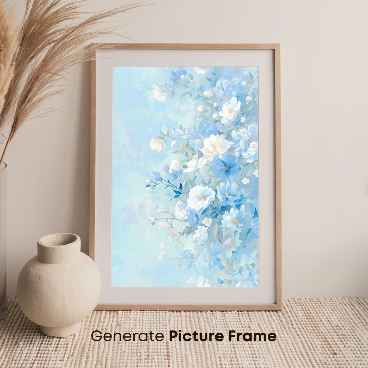 Ethereal Blue Blossoms: A Painterly Floral Symphony - Image 7