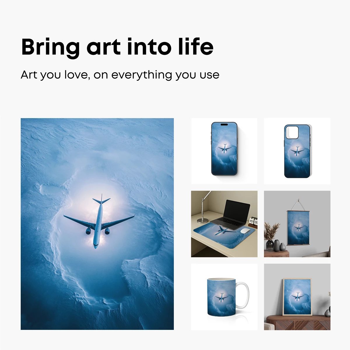 Aircraft Soaring Through Clouds: Ethereal Flight