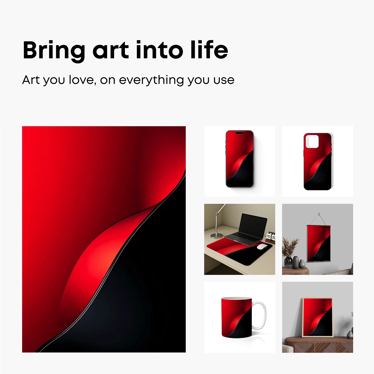 Crimson Wave: Abstract Elegance in Red and Black - Image 2