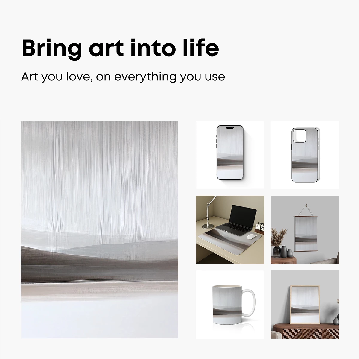 Ethereal Horizon: Abstract Landscape in Monochrome - Image 2