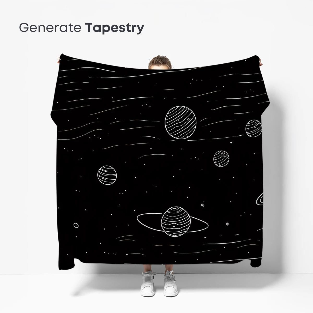 Cosmic Whispers: Hand-Drawn Planets in Night Sky - Image 5