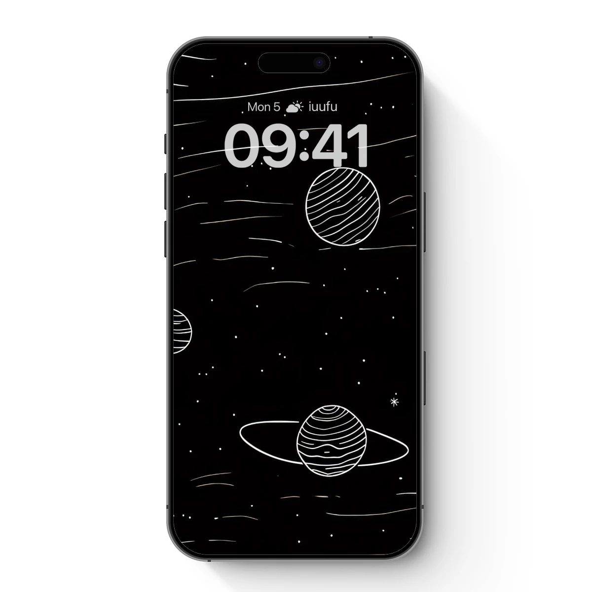 Cosmic Whispers: Hand-Drawn Planets in Night Sky