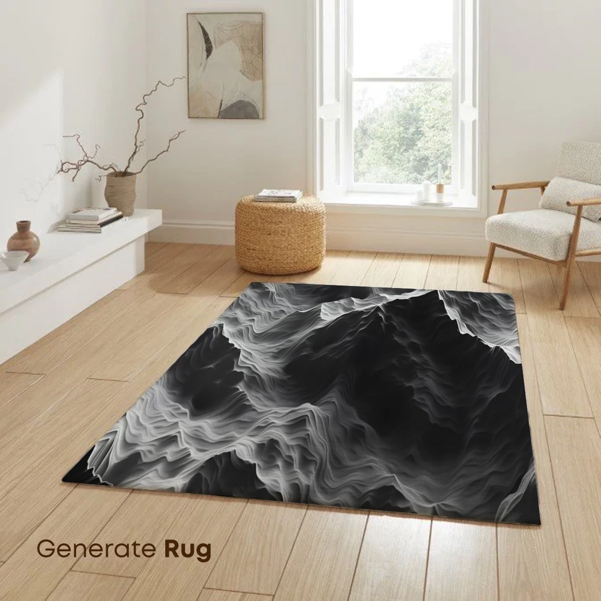 Ethereal Mountain Waves: Monochrome Flow - Image 6
