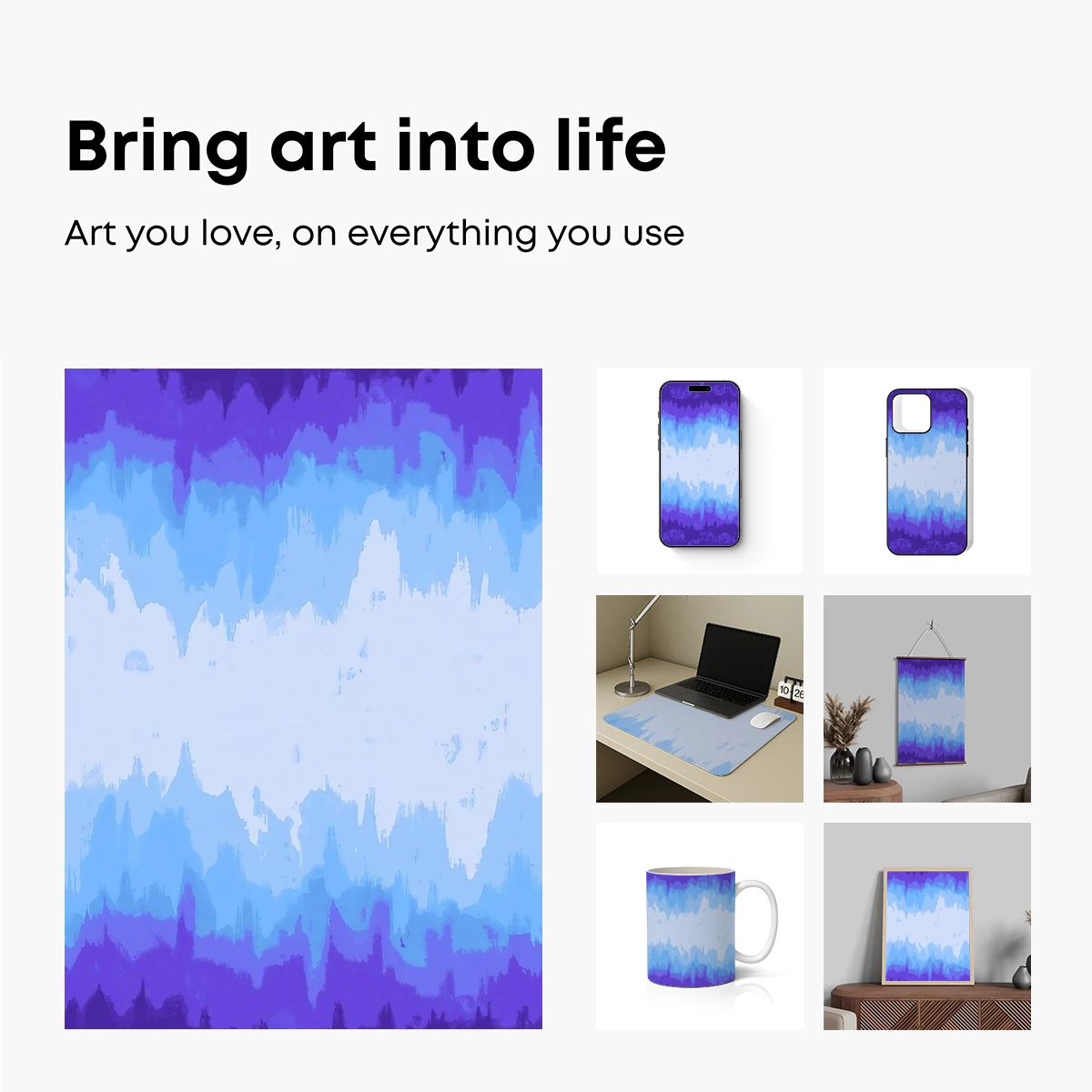 Ethereal Blue Mirage: Abstract Watercolor Waves - Image 2