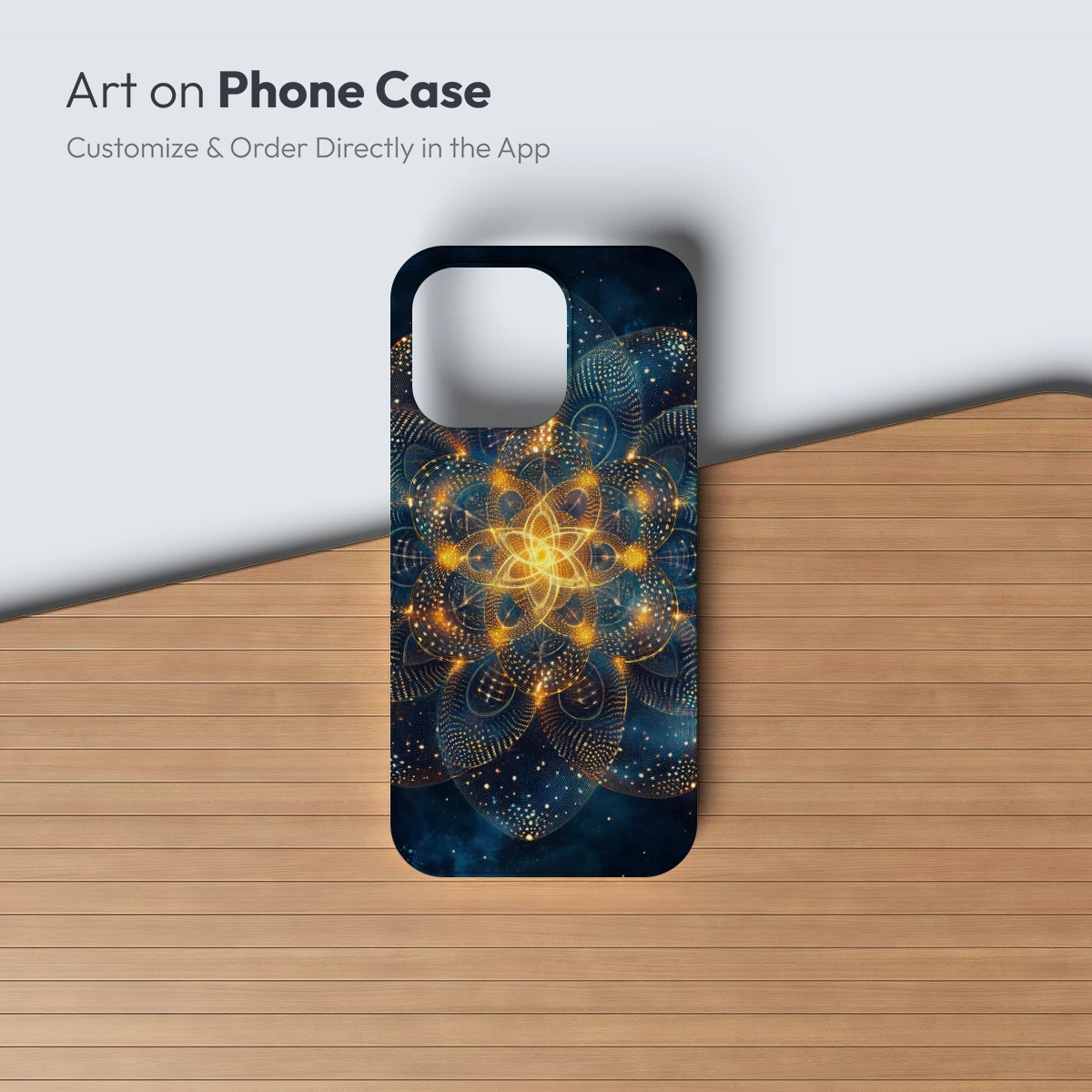 Cosmic Lotus: Golden Mandala in Starry Depths - Image 3