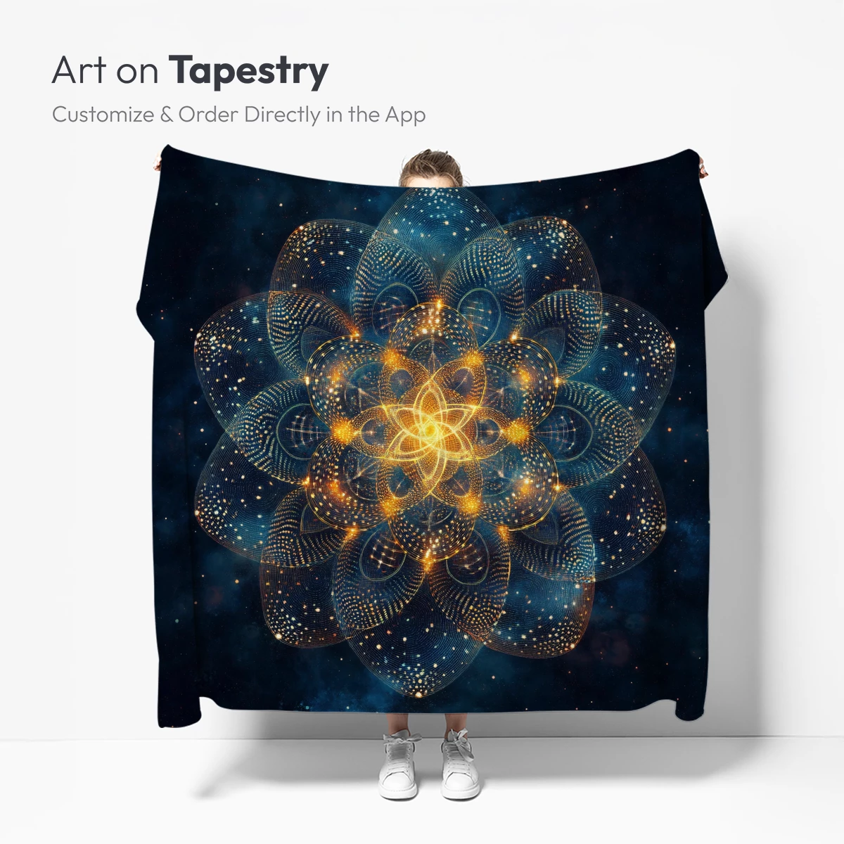 Cosmic Lotus: Golden Mandala in Starry Depths - Image 5