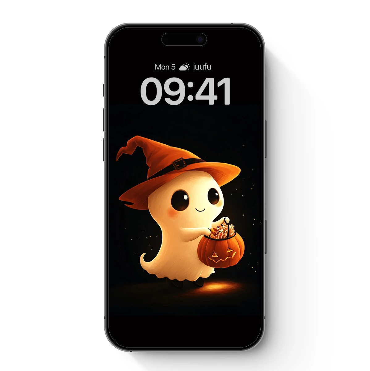 Cute Ghostly Trick-or-Treater with Pumpkin Lantern